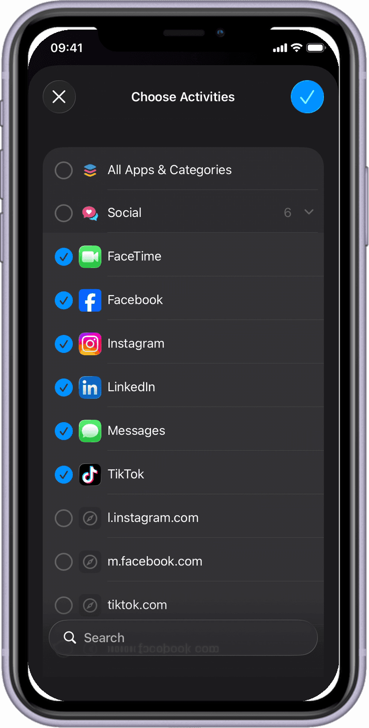 Proov app blocking setup shown on an iPhone